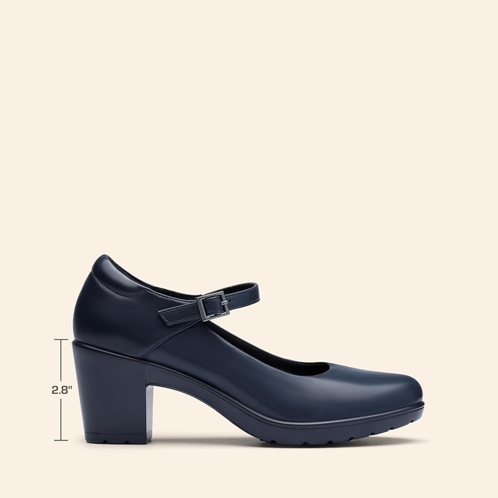 Dream Pairs Navy Block Heel Mary Janes